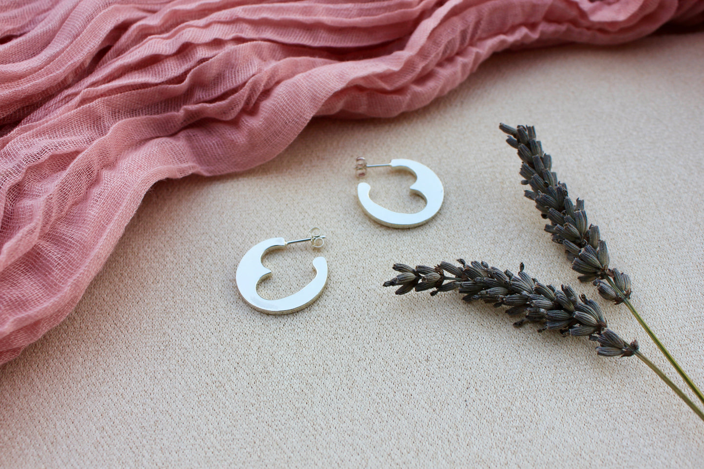 Sterling Silver Heart Hoops