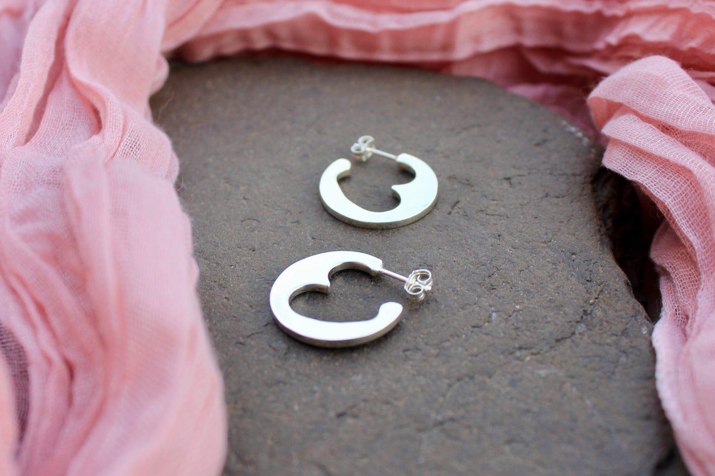 Sterling Silver Heart Hoops