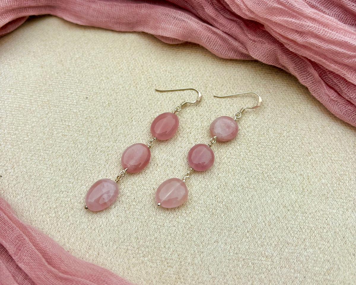 Rose quartz bead earrings