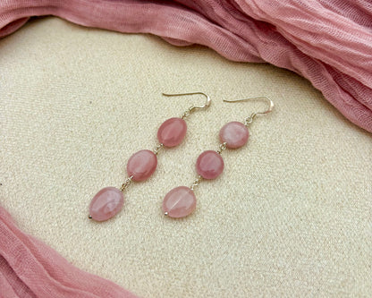 Rose quartz bead earrings