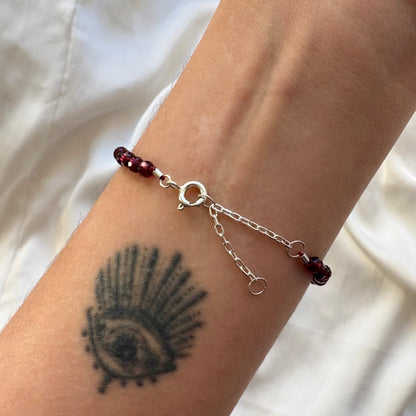 Pearl and Garnet Silver Bracelet