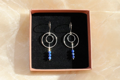 Hanging Circle Earrings with Lapis Lazuli