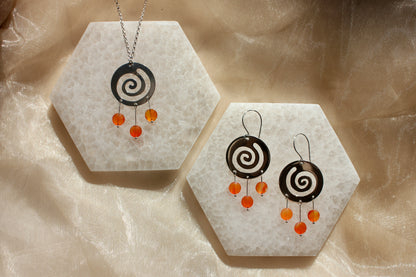 Swirl Dream Catcher Earrings with Carnelian