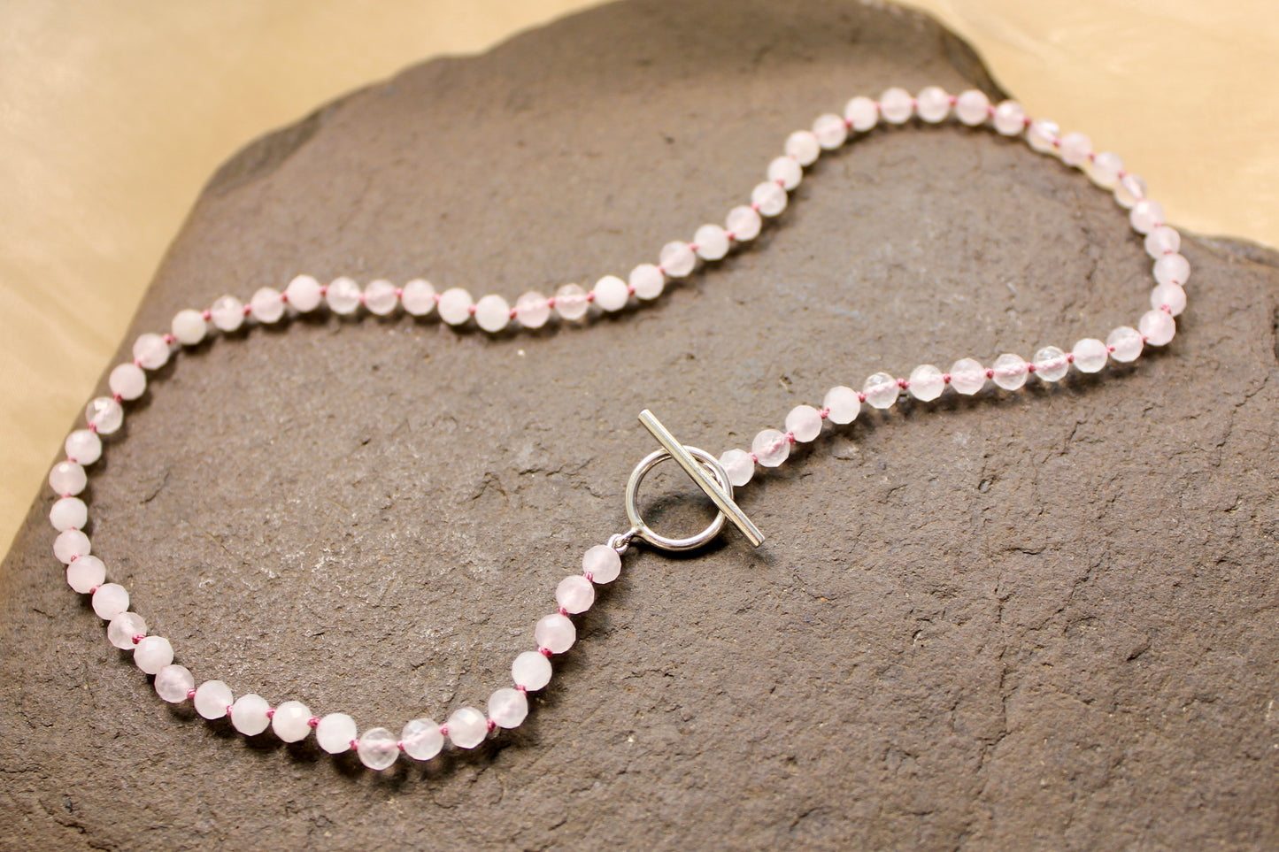 Rose Quartz Toggle Clasp Choker