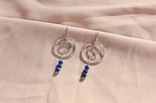 Hanging Circle Earrings with Lapis Lazuli