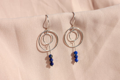 Hanging Circle Earrings with Lapis Lazuli