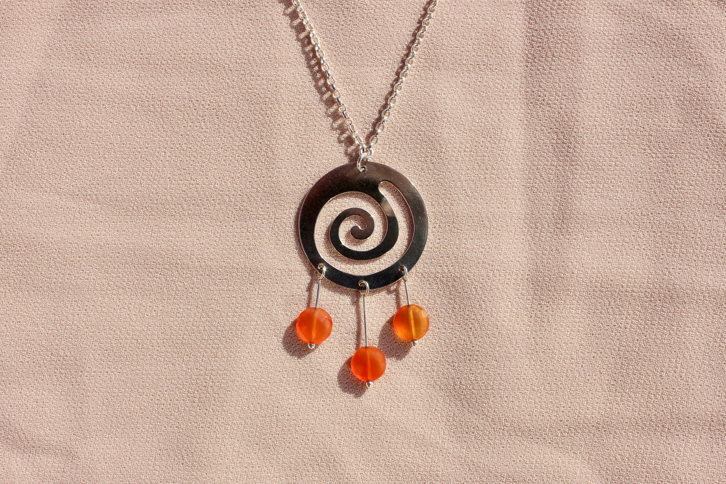 Swirl Dream Catcher Necklace with Carnelian