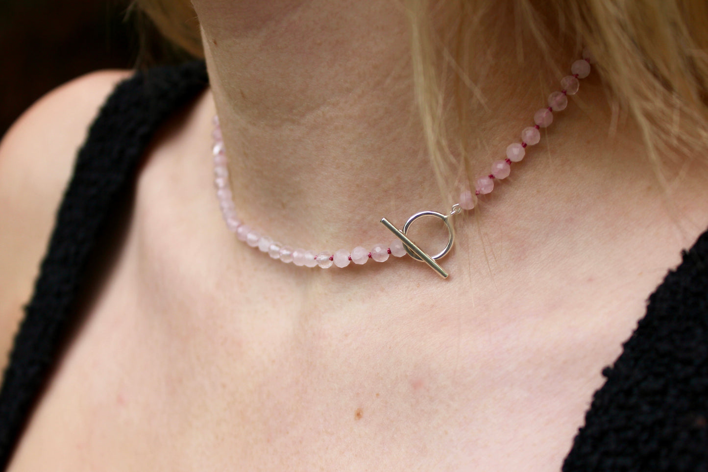 Rose Quartz Toggle Clasp Choker