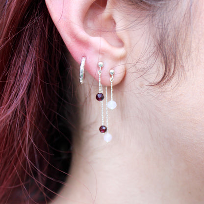 Hanging Rose Quartz Bead and Silver Earrings