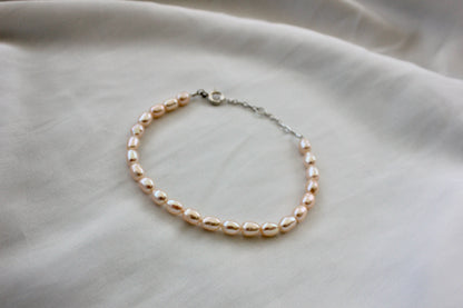 Beaded Freshwater Pearl and Silver Bracelet